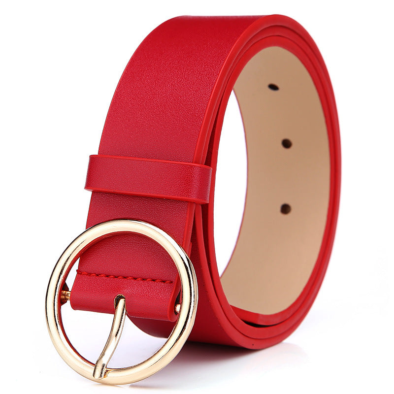 Round Belt Women's PU Leather with Pin Buckle
