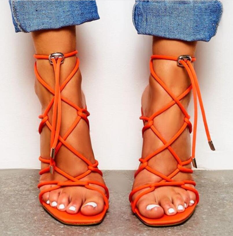 High Heel Cross Strap Roman Hollow Sandals for Women