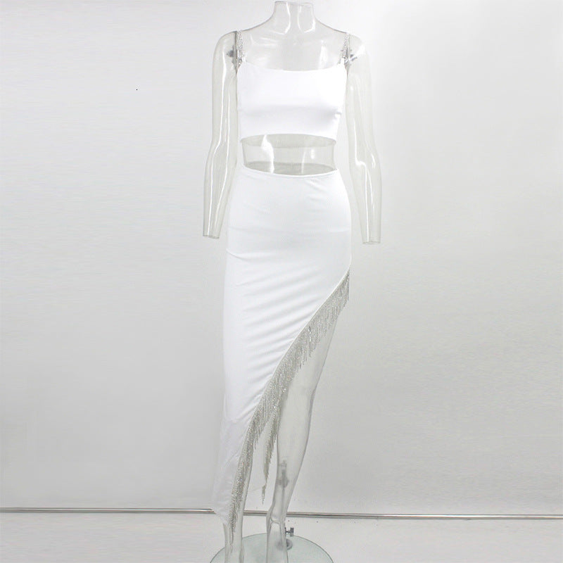 Women's Tassel Irregular Skirt Two-Piece Set