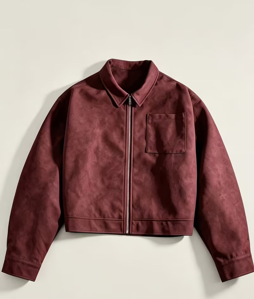 Men's Cropped Faux-Suede Zip Jacket - Modernrush.us