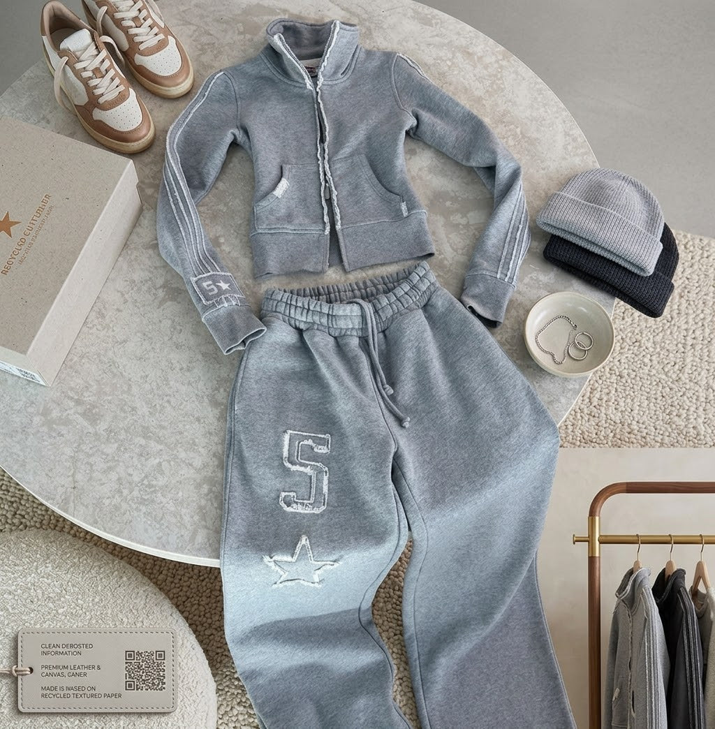 Custom Double-Zip Hoodie & Star Jogger Two-Piece Set