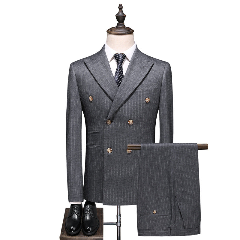 Men's S-5XL Double-Breasted Suit Set (3 Pieces)