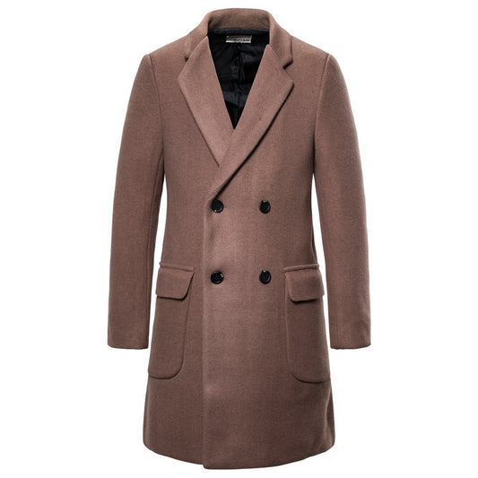 Men's Double-Breasted Wool Trench Coat