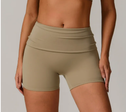 Women's Fold High-Waist Quick-Drying Yoga Shorts - Modernrush.us