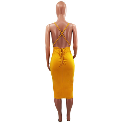 2019 Women's Deep V Backless Bodycon Dress - Modernrush.us