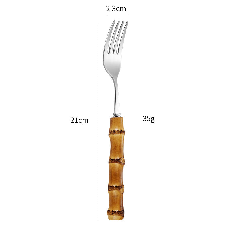 Natural Bamboo Handle Cutlery Set for Western Dining