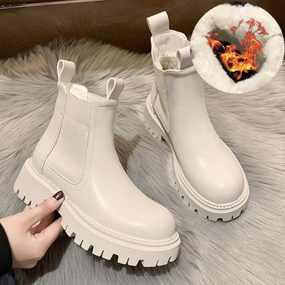 Women's Martin Short Boots - Thick-Soled British Style - Modernrush.us