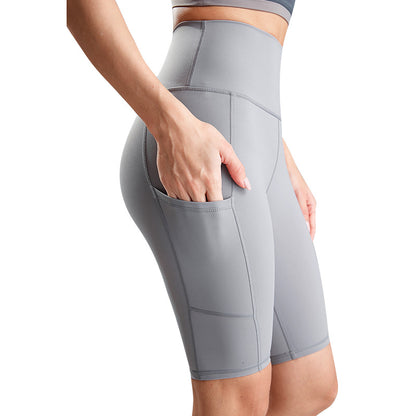 High Waist Peach Butt Yoga Shorts with Pockets - Modernrush.us