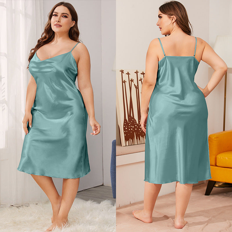 Plus Size Satin Cowl Neck Cami Nightdress for Comfort