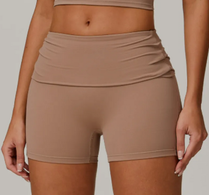 Women's Fold High-Waist Quick-Drying Yoga Shorts - Modernrush.us