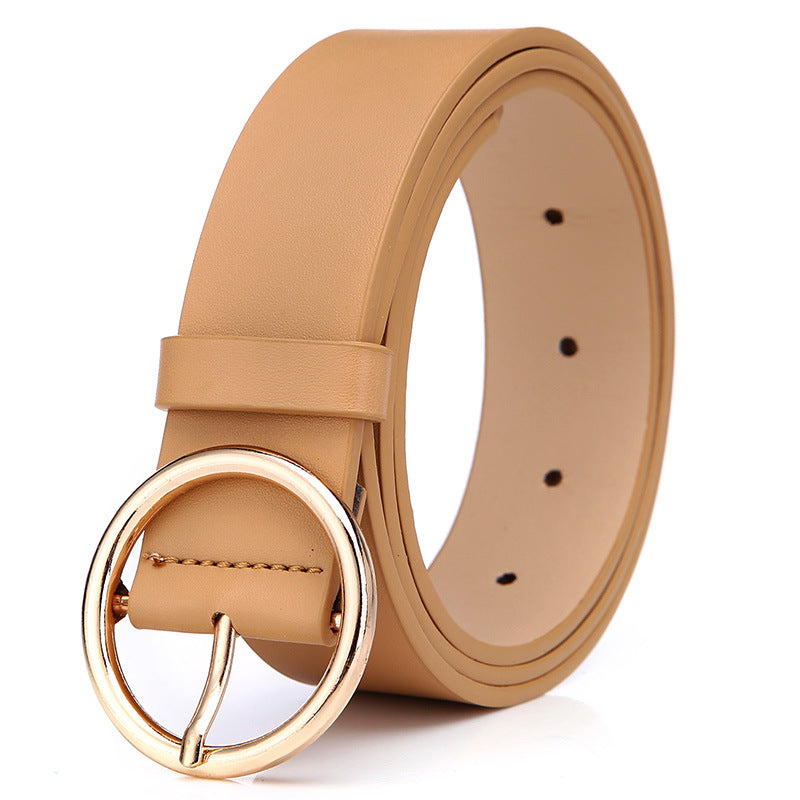 Round Belt Women's PU Leather with Pin Buckle