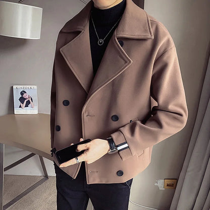 Men's Casual Warm Wool Trench Coat for Autumn/Winter - Modernrush.us