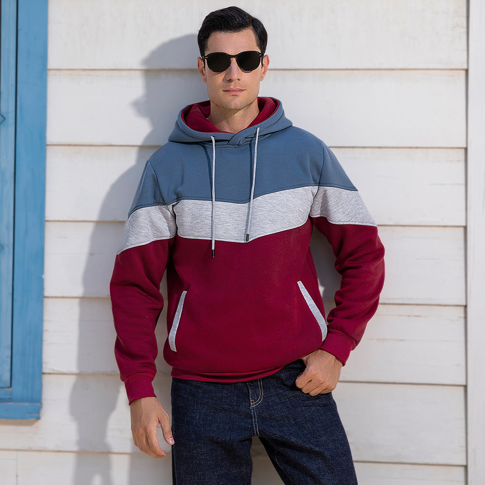 Men's Color Block Camouflage Hoodie - Loose Fit Sweater