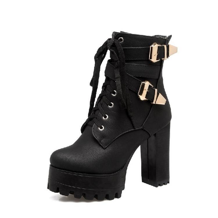 New British Style High Heeled Martin Boots (Sizes 40-43)