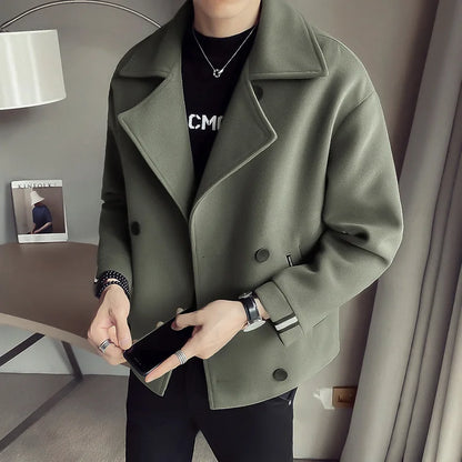 Men's Casual Warm Wool Trench Coat for Autumn/Winter - Modernrush.us