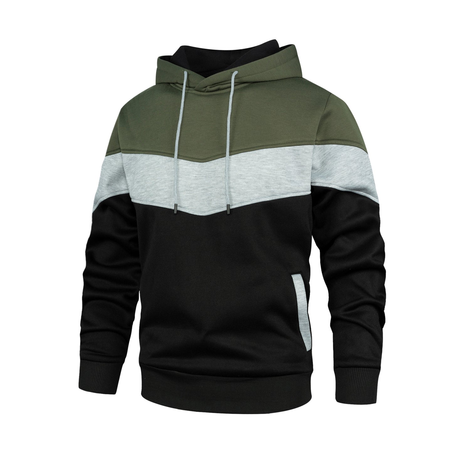 Men's Color Block Camouflage Hoodie - Loose Fit Sweater