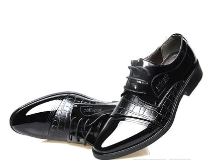 Men's Crocodile Pattern Pointed Leather Shoes - Modernrush.us