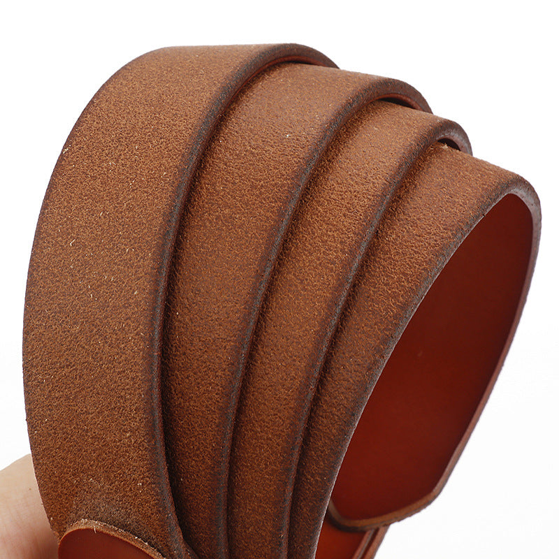 Women's Wide Leather Belt with Round Buckle for Jeans