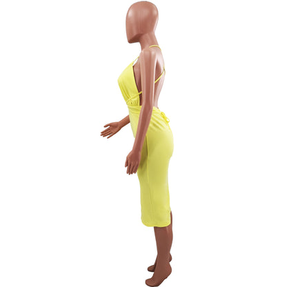 2019 Women's Deep V Backless Bodycon Dress - Modernrush.us