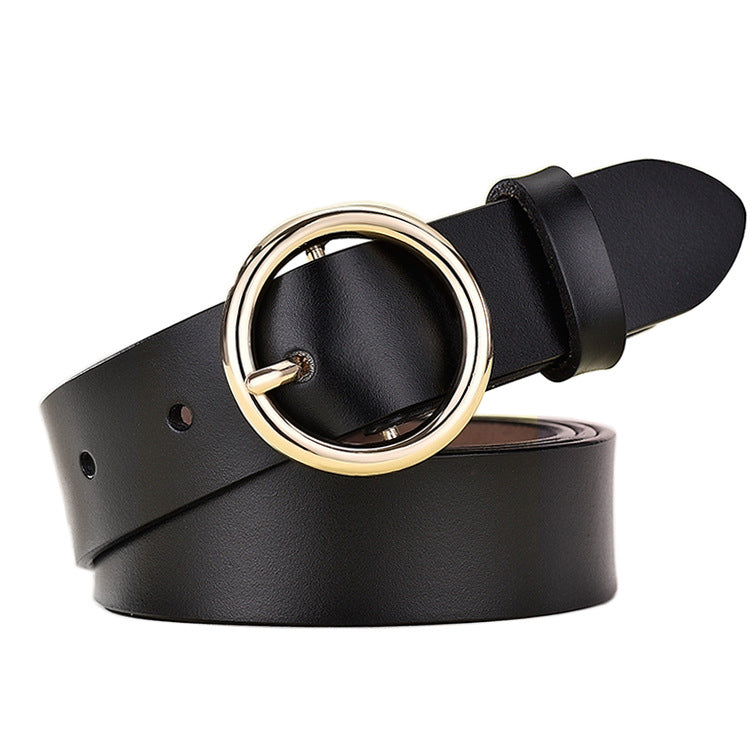 Wholesale Women's Genuine Leather Belt with Round Buckle