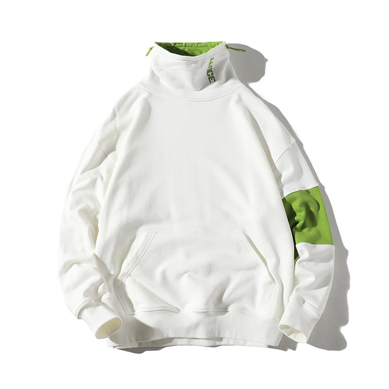 Men's Autumn Turtleneck Color Block Hoodie Sweater