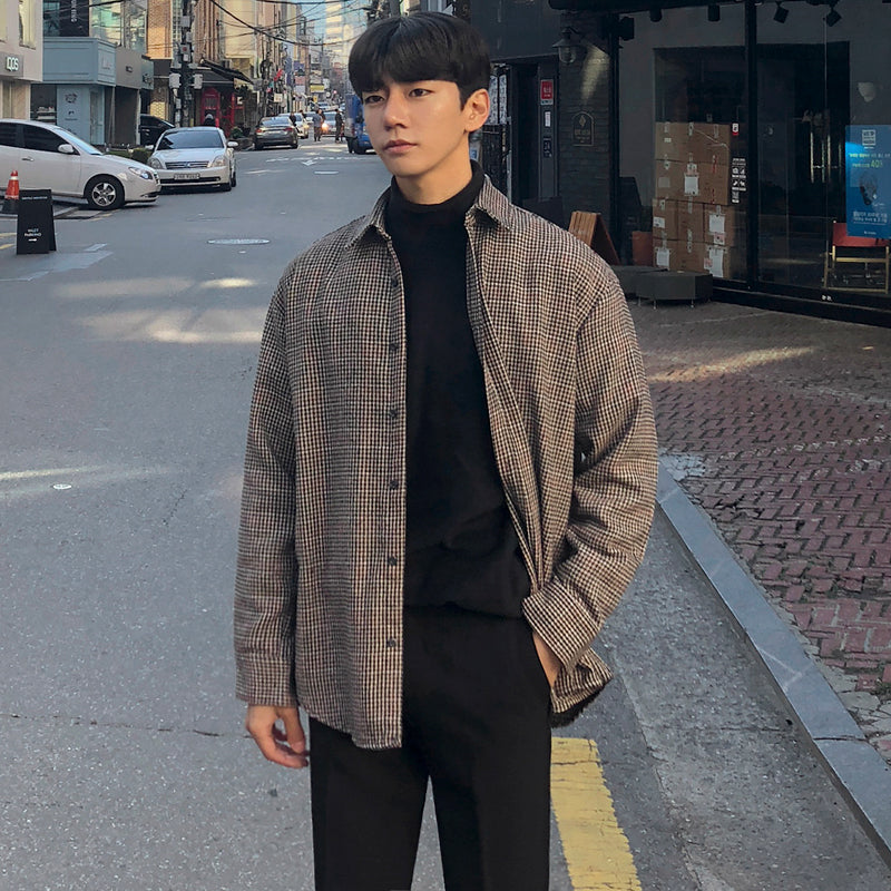 MRCYC Men's Autumn Long Sleeve Plaid Shirt Jacket
