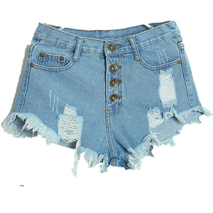 High-Waisted Distressed Denim Shorts for Women - Modernrush.us