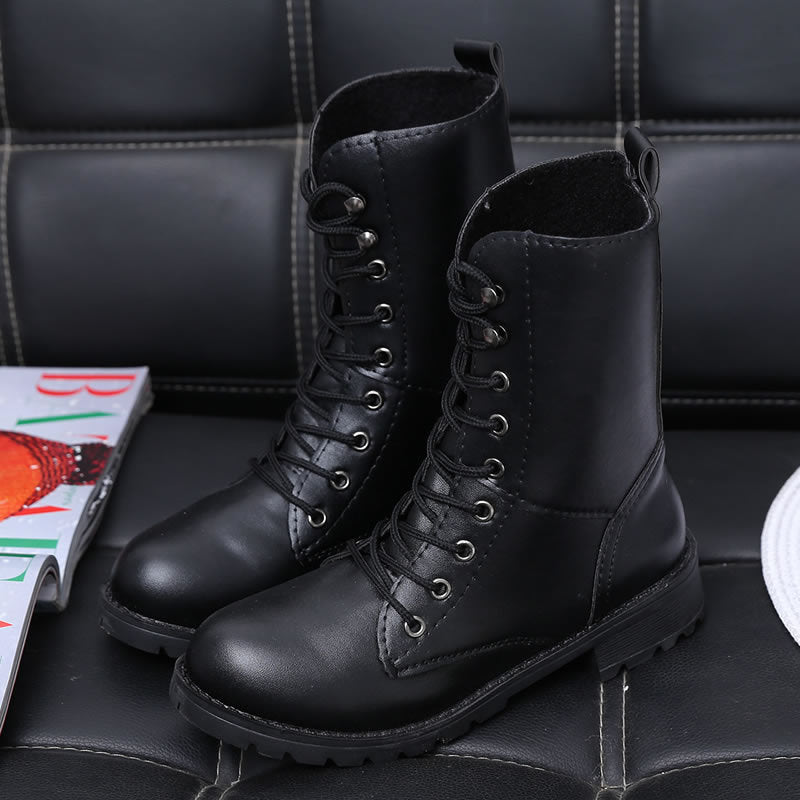 British Style Women's Martin Boots - Mid-Calf Leather
