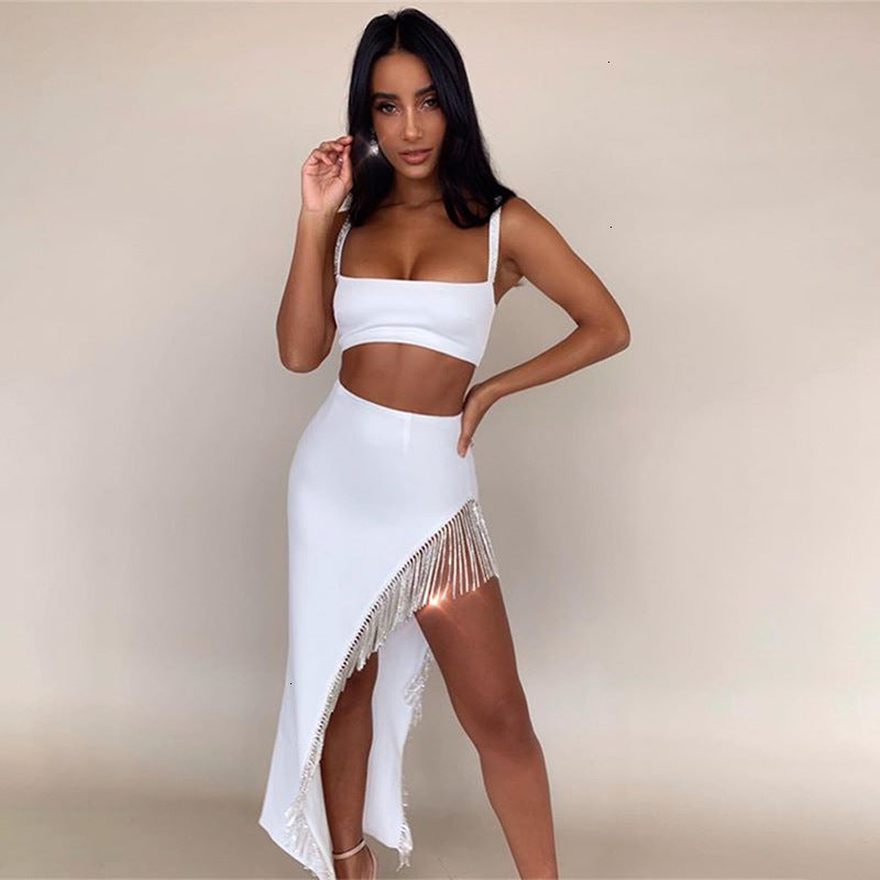 Women's Tassel Irregular Skirt Two-Piece Set
