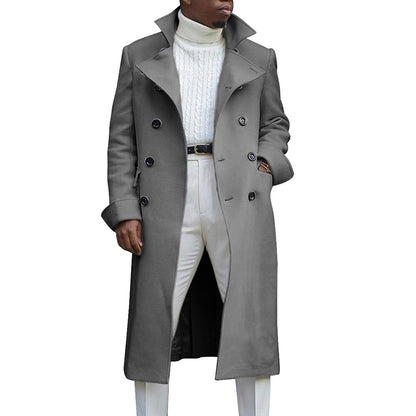 Men's Double Breasted Lapel Trench Coat for Autumn/Winter - Modernrush.us