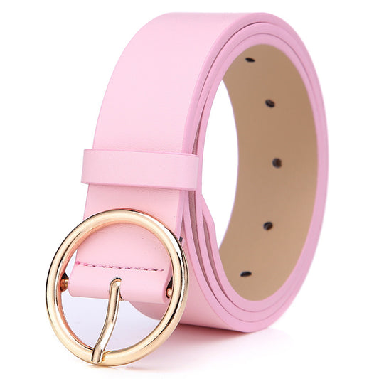 Round Belt Women's PU Leather with Pin Buckle