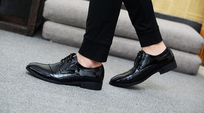 Men's Crocodile Pattern Pointed Leather Shoes - Modernrush.us