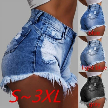High-Waisted Ripped Denim Shorts for Women - Modernrush.us