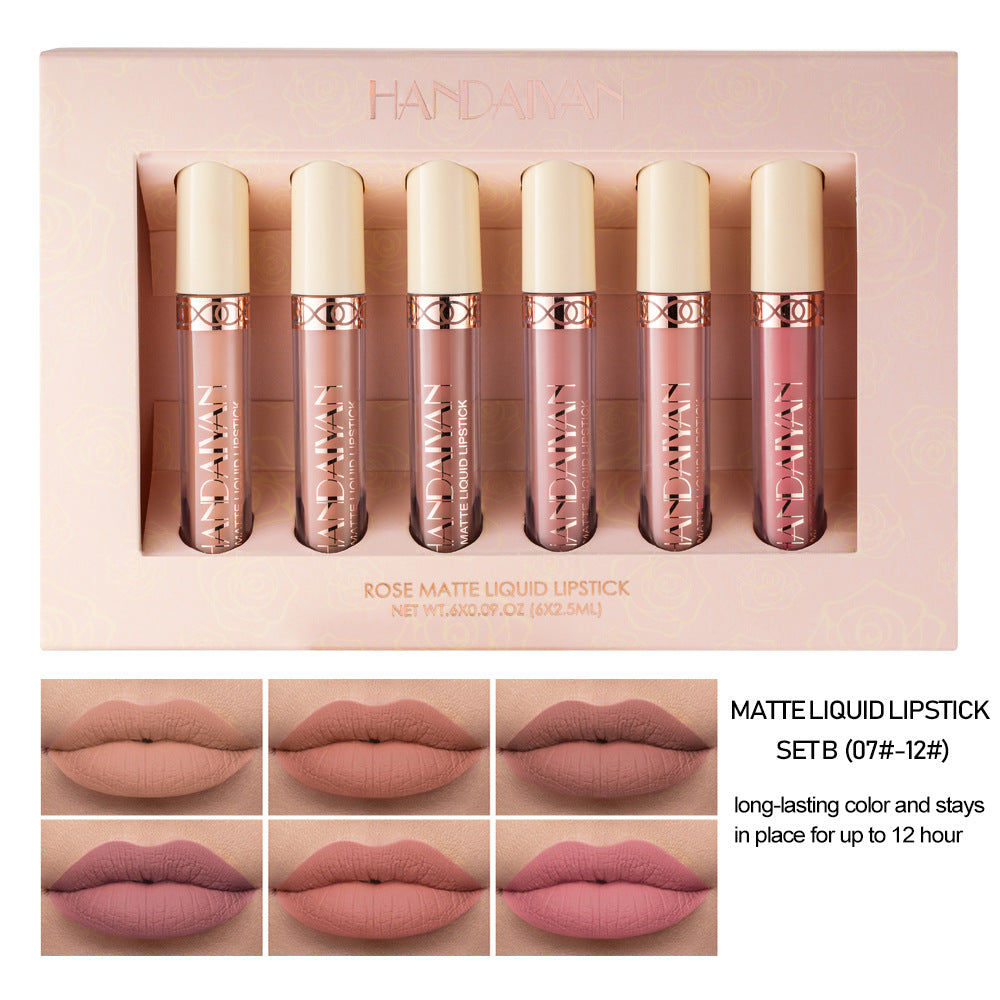 HANDAIYAN 6-Piece Matte Rose Liquid Lipstick Set