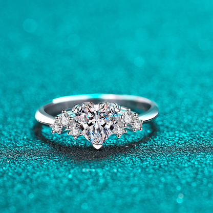 925 Sterling Silver Heart Moissanite Ring - Modernrush.us
