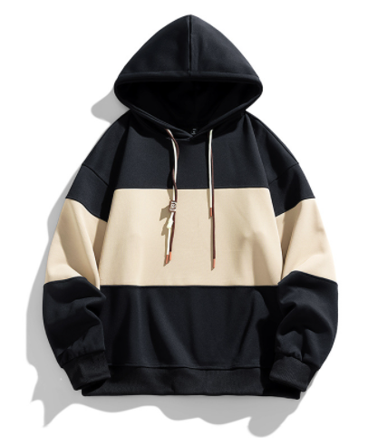 Men's Autumn Turtleneck Color Block Hoodie Sweater