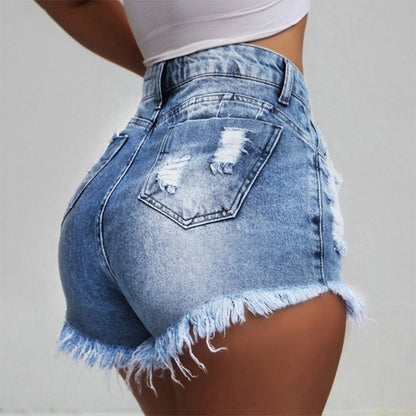 High-Waisted Ripped Denim Shorts for Women - Modernrush.us