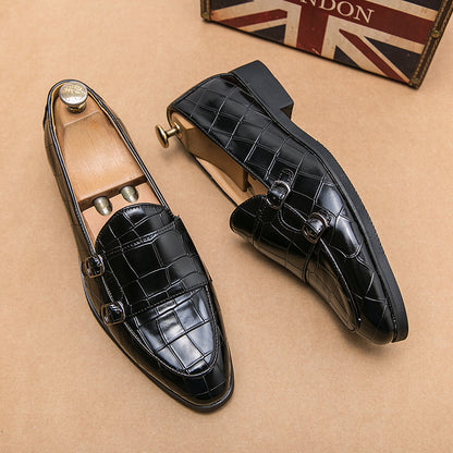 Men's Casual Leather Slip-On Shoes with Stone Pattern - Modernrush.us