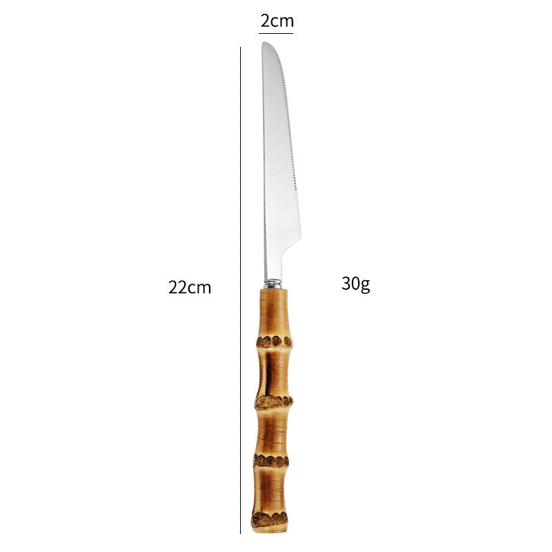 Natural Bamboo Handle Cutlery Set for Western Dining