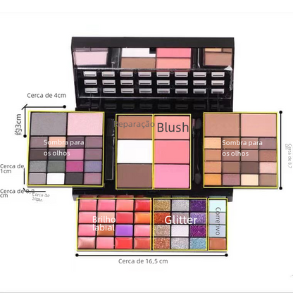 74-Color Makeup Palette Set with Eyeshadow and Highlighter - Modernrush.us