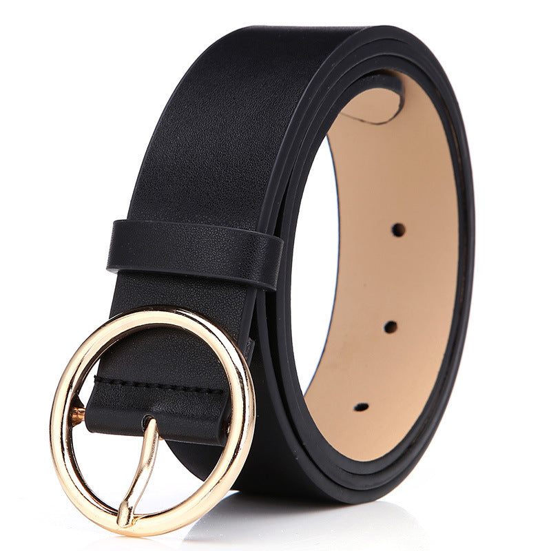Round Belt Women's PU Leather with Pin Buckle