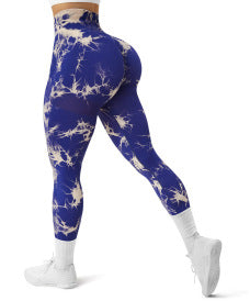 High Waist Tie-Dye Seamless Peach Yoga Tights - Modernrush.us