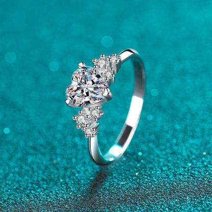 925 Sterling Silver Heart Moissanite Ring - Modernrush.us