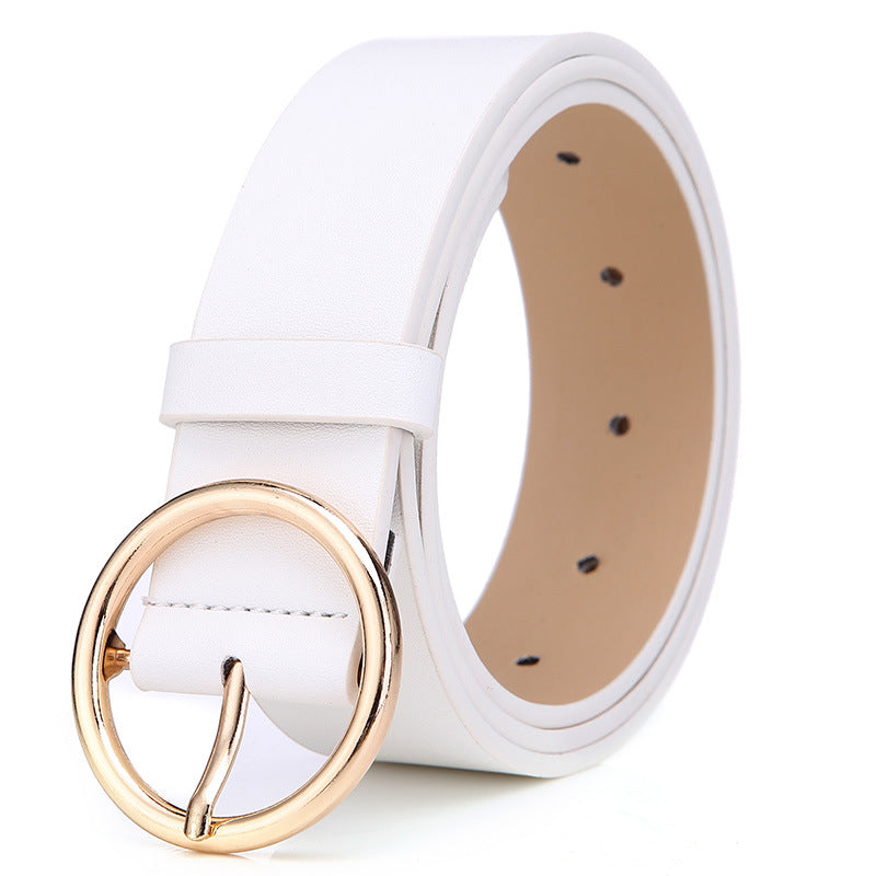 Round Belt Women's PU Leather with Pin Buckle