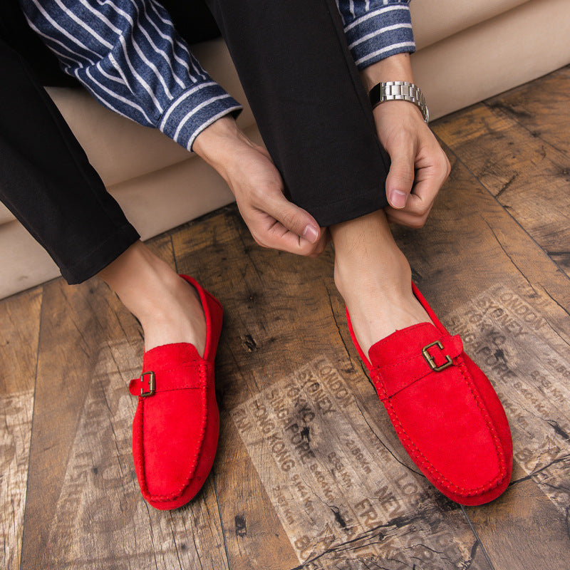 Men's Suede Slip-On Loafers - Casual Driving Shoes