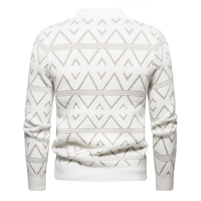 New Men's Thick Wool Sweater - Round Neck Knitwear