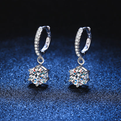 S925 Silver Earrings with Moissanite in Classic Design - Modernrush.us