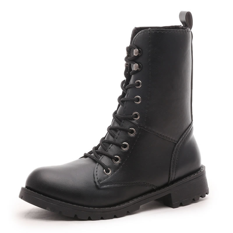 British Style Women's Martin Boots - Mid-Calf Leather