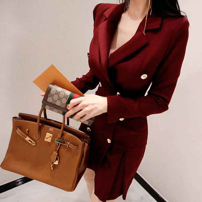 Korean Style Double-Breasted Blazer Dress for Women