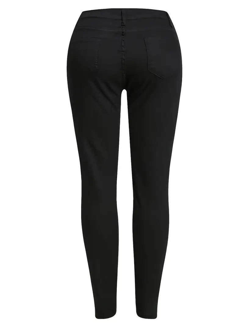Curvy Skinny High Waist Destroyed Black Denim Jeans